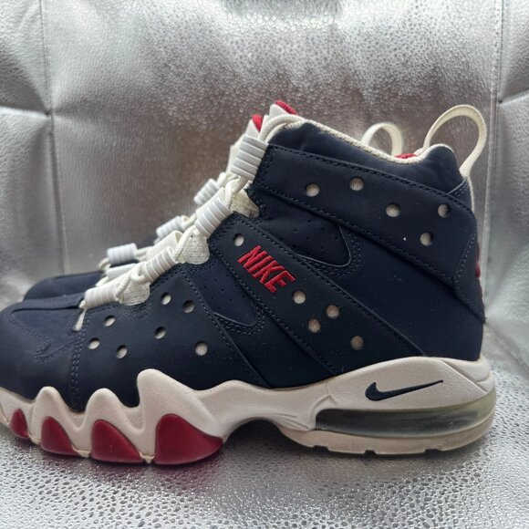 Sz 10 Nike Air Max 2 Mens Blue White High Top Lace Up Basketball Sneakers - Picture 7 of 10